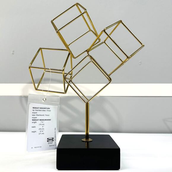 IKEA LINDRANDE Gold Cube Decoration 10 3/4" - Picture 1 of 4